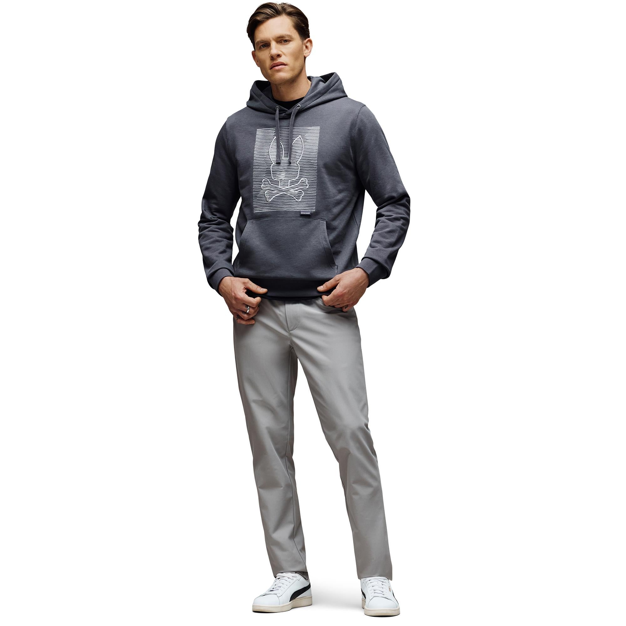 Psycho Bunny Grant Texture Mens Hoodie Blackened Pearl
